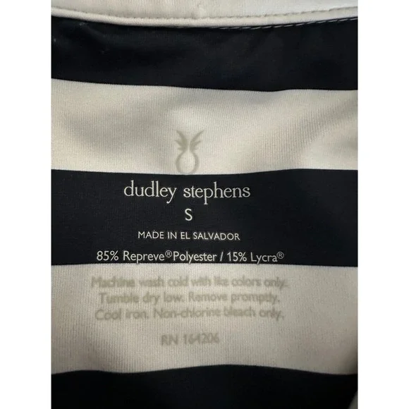 Dudley Stephens Madaket Maxi in Navy Cabana Stripe Sz S Belted Polo Collar Luxe - Picture 4 of 13